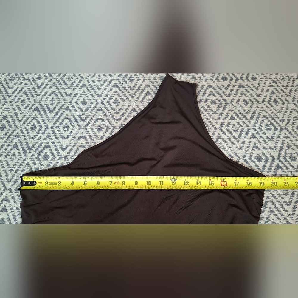 Express Women’s Size XL One Shoulder Top Brown And Sage Ruched Stretch Lot Of 2 - Picture 6 of 15